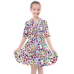 Heart Flags Countries United Unity Kids  All Frills Chiffon Dress by Sapixe