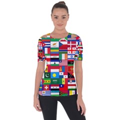 Flags Countries International Shoulder Cut Out Short Sleeve Top by Sapixe