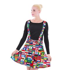 Flags Countries International Suspender Skater Skirt by Sapixe