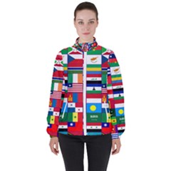 Flags Countries International Women s High Neck Windbreaker by Sapixe