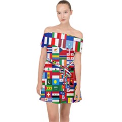 Flags Countries International Off Shoulder Chiffon Dress by Sapixe