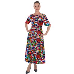 Flags Countries International Shoulder Straps Boho Maxi Dress  by Sapixe