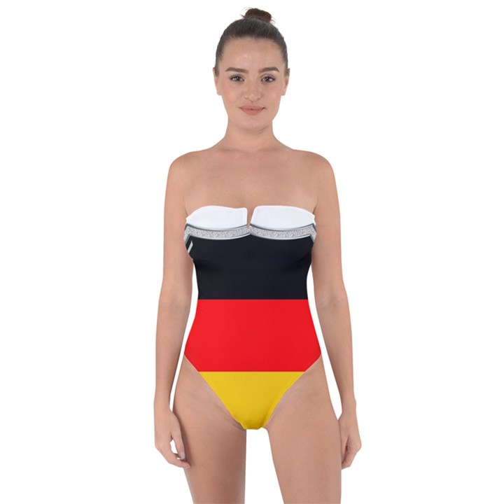 Flag German Germany Country Symbol Tie Back One Piece Swimsuit