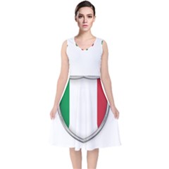 Flag Italy Country Italian Symbol V-neck Midi Sleeveless Dress  by Sapixe