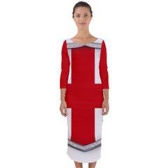 Flag Union Jack Uk British Symbol Quarter Sleeve Midi Bodycon Dress by Sapixe