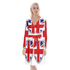 Flag Union Jack Uk British Symbol Long Sleeve Velvet Front Wrap Dress by Sapixe