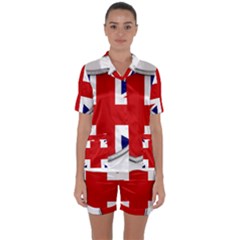 Flag Union Jack Uk British Symbol Satin Short Sleeve Pyjamas Set by Sapixe