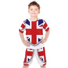 Flag Union Jack Uk British Symbol Kids  Tee And Shorts Set by Sapixe