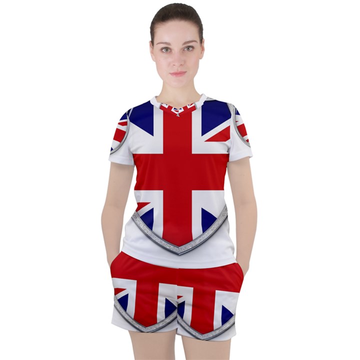 Flag Union Jack Uk British Symbol Women s Tee and Shorts Set