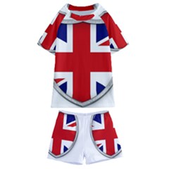 Flag Union Jack Uk British Symbol Kids  Swim Tee And Shorts Set by Sapixe