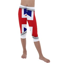 Flag Union Jack Uk British Symbol Kids  Lightweight Velour Capri Leggings  by Sapixe