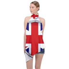 Flag Union Jack Uk British Symbol Halter Asymmetric Satin Top by Sapixe