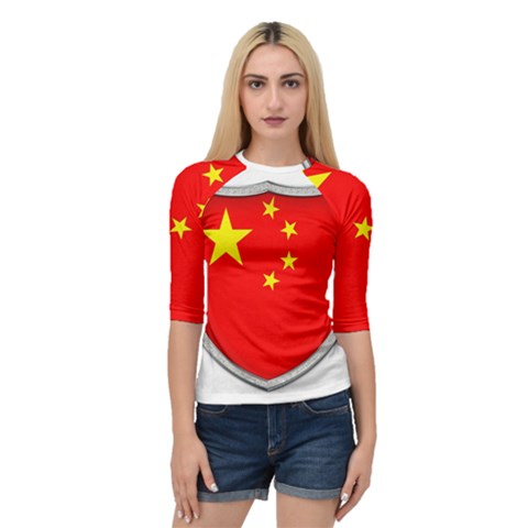 Flag China Country Nation Asia Quarter Sleeve Raglan Tee by Sapixe