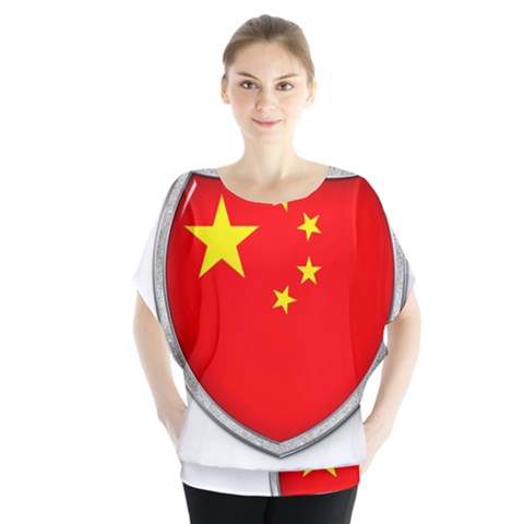 Flag China Country Nation Asia Batwing Chiffon Blouse by Sapixe