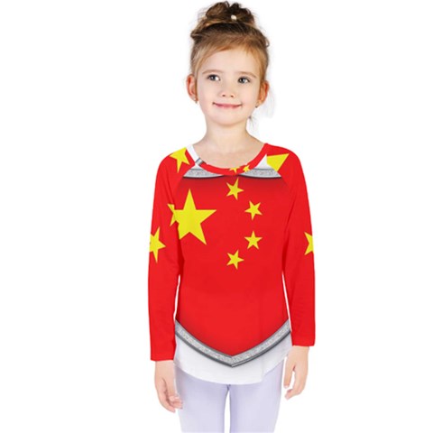 Flag China Country Nation Asia Kids  Long Sleeve Tee by Sapixe