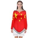 Flag China Country Nation Asia Long Sleeve Chiffon Shift Dress  View1