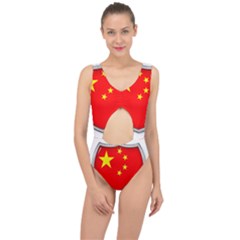 Flag China Country Nation Asia Center Cut Out Swimsuit by Sapixe