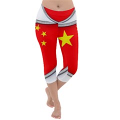 Flag China Country Nation Asia Lightweight Velour Capri Yoga Leggings by Sapixe