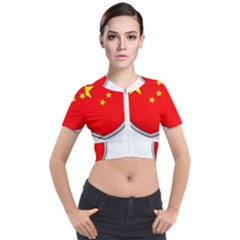 Flag China Country Nation Asia Short Sleeve Cropped Jacket by Sapixe