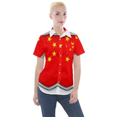 Flag China Country Nation Asia Women s Short Sleeve Pocket Shirt