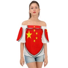 Flag China Country Nation Asia Off Shoulder Short Sleeve Top