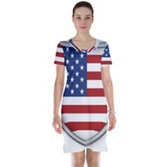 Flag Usa America American National Short Sleeve Nightdress by Sapixe