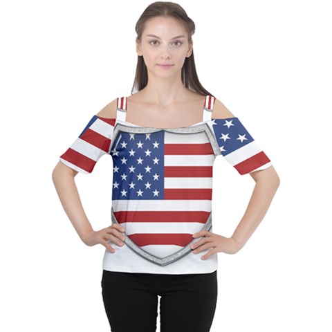 Flag Usa America American National Cutout Shoulder Tee by Sapixe