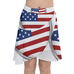 Flag Usa America American National Chiffon Wrap Front Skirt by Sapixe