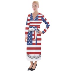 Flag Usa America American National Velvet Maxi Wrap Dress by Sapixe