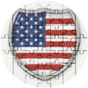 Flag Usa America American National Wooden Puzzle Round View1