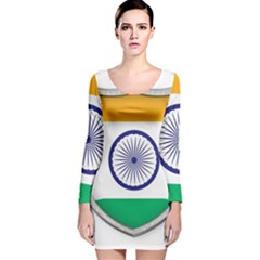 Flag India Nation Country Banner Long Sleeve Velvet Bodycon Dress by Sapixe