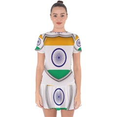 Flag India Nation Country Banner Drop Hem Mini Chiffon Dress by Sapixe