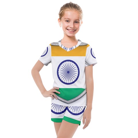 Flag India Nation Country Banner Kids  Mesh Tee And Shorts Set by Sapixe