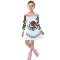 Flag Mexico Country National Kids  Long Sleeve Velvet Dress by Sapixe