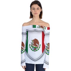 Flag Mexico Country National Off Shoulder Long Sleeve Top by Sapixe