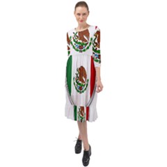 Flag Mexico Country National Ruffle End Midi Chiffon Dress