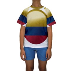 Colombia Flag Country National Kids  Short Sleeve Swimwear by Sapixe