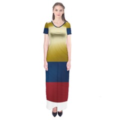 Colombia Flag Country National Short Sleeve Maxi Dress by Sapixe