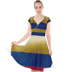 Colombia Flag Country National Cap Sleeve Front Wrap Midi Dress by Sapixe