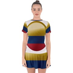 Colombia Flag Country National Drop Hem Mini Chiffon Dress by Sapixe