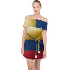 Colombia Flag Country National Off Shoulder Chiffon Dress by Sapixe