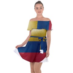 Colombia Flag Country National Off Shoulder Velour Dress