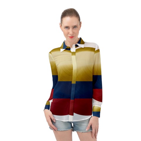 Colombia Flag Country National Long Sleeve Chiffon Shirt by Sapixe