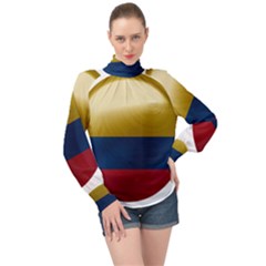 Colombia Flag Country National High Neck Long Sleeve Chiffon Top