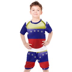 Venezuela Flag Country Nation Kids  Tee And Shorts Set by Sapixe