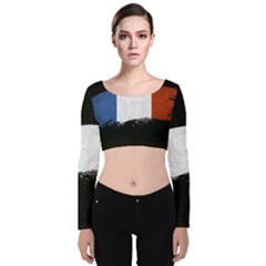 Flag France Flags French Country Velvet Long Sleeve Crop Top by Sapixe