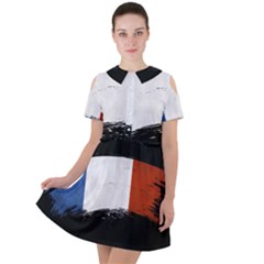 Flag France Flags French Country Short Sleeve Shoulder Cut Out Dress  by Sapixe