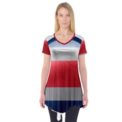 Costa Rica Flag Country Symbol Short Sleeve Tunic  by Sapixe