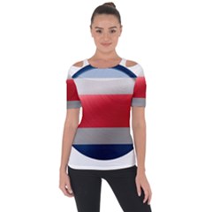 Costa Rica Flag Country Symbol Shoulder Cut Out Short Sleeve Top by Sapixe