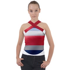 Costa Rica Flag Country Symbol Cross Neck Velour Top by Sapixe